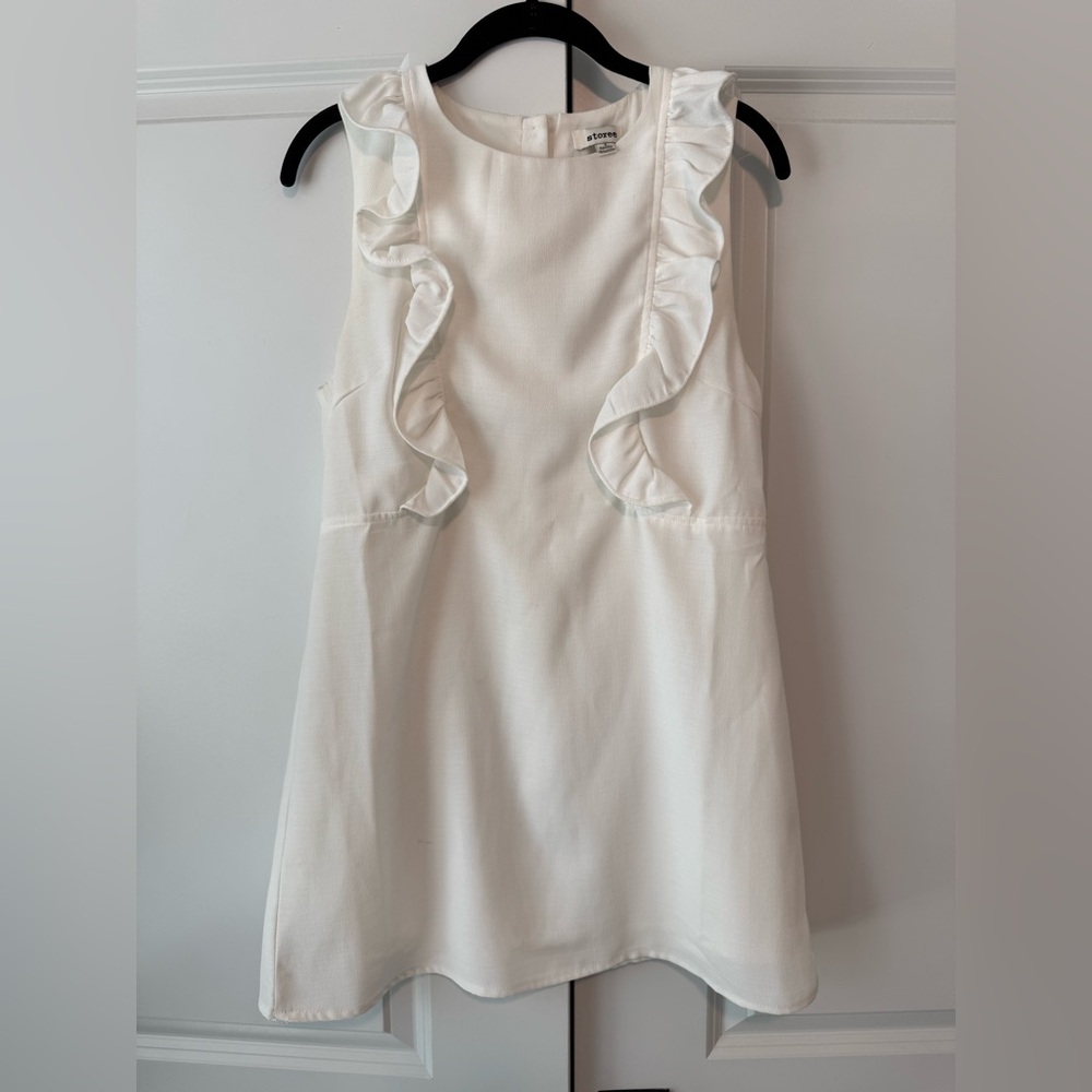 Storee White Ruffled Shift Dress Sz Small